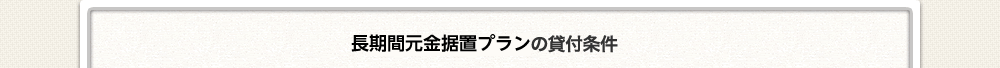 長期間元金据置プランの貸付条件